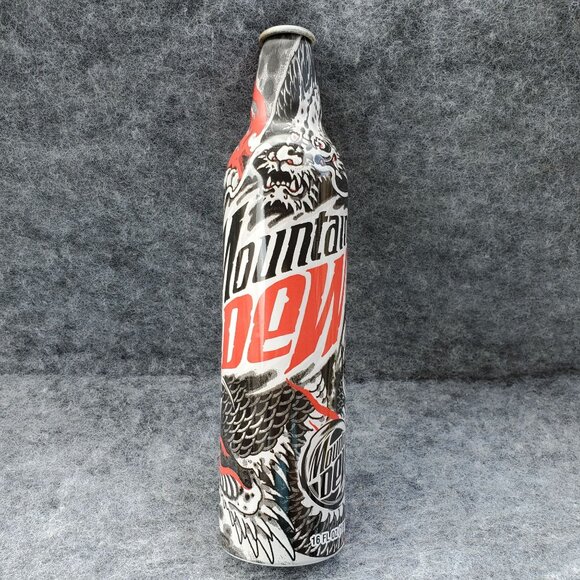 Mountain Dew Lot Of 2 Collectible Aluminum Bottles Psychedelic & Dragon Designs - Picture 3 of 10